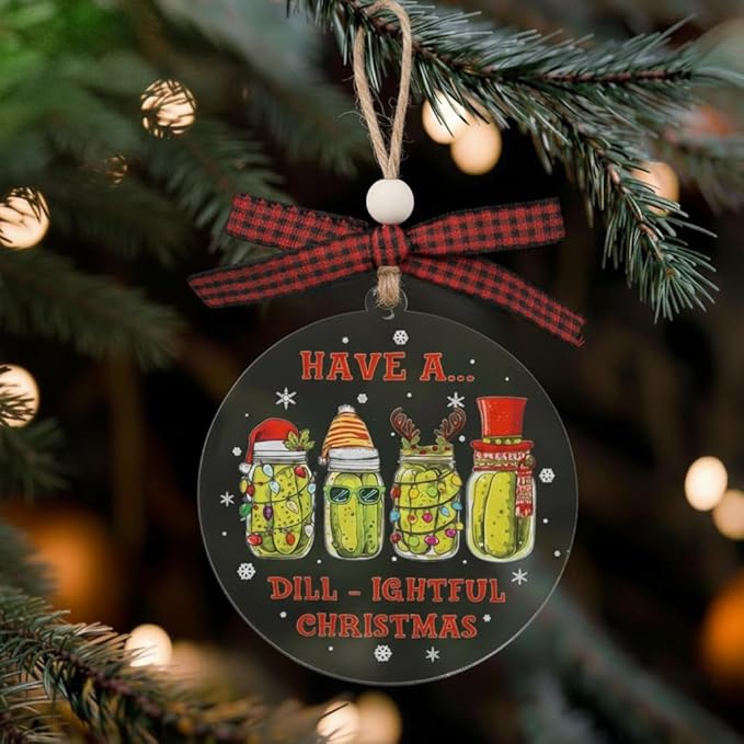 Pickle Ornament - Pickle Ornaments for Christmas Tree - Christmas Pickles Ornaments - Funny Pickles Gifts,Gag Gift - Funny Xmas Gifts - Acrylic Pickles Jar Ornament