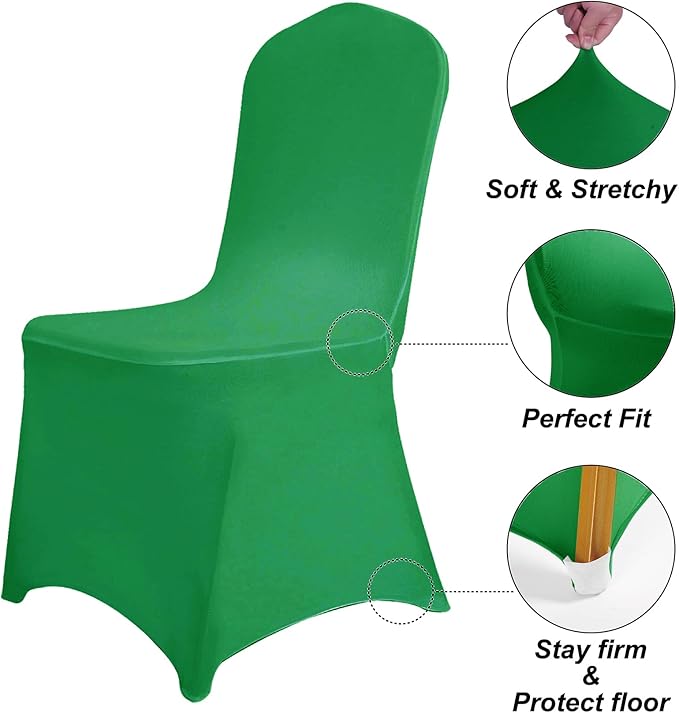 SuperO Waterproof Spandex Chair Cover 25PCS, Stretch Dining Chair Covers, Polyester Outdoor Chair Covers, Protector Stretch Chair Cover for Party Universal, Banquet, Wedding Event, Hotel(Emerald)