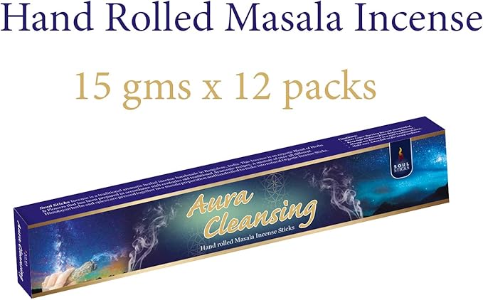SOUL STICKS Hand-Rolled Incense Sticks Divine Spirit Blends 180 Gram Box | 100% Natural Masala Incense Organic Home Fragrance Agarbatti (Aura Cleansing)
