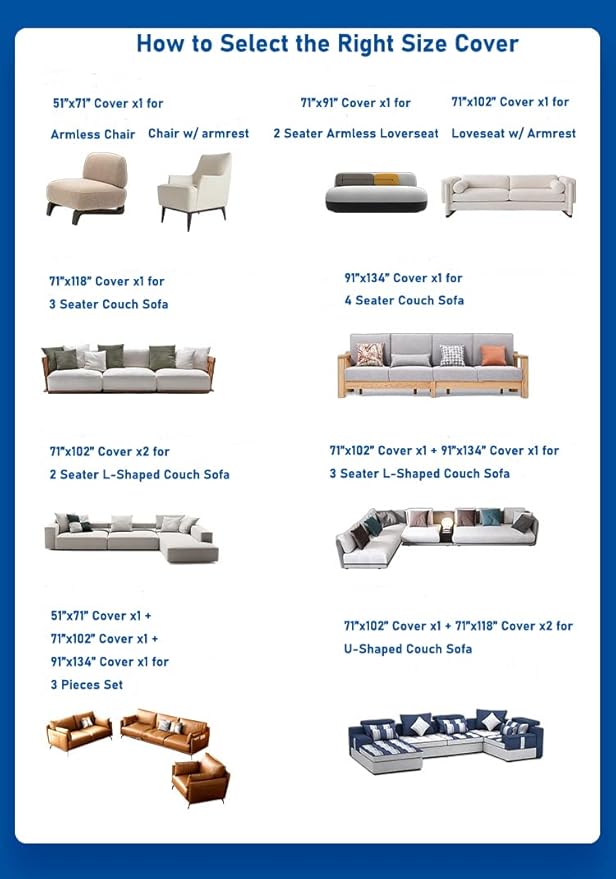 AIVIA Couch Cover Sheet Blanket, Oversized for 3-4 Cushion High Backrest Sofa, Furniture Decoration Slipcovers L Shape U-Shaped Sectional Protector