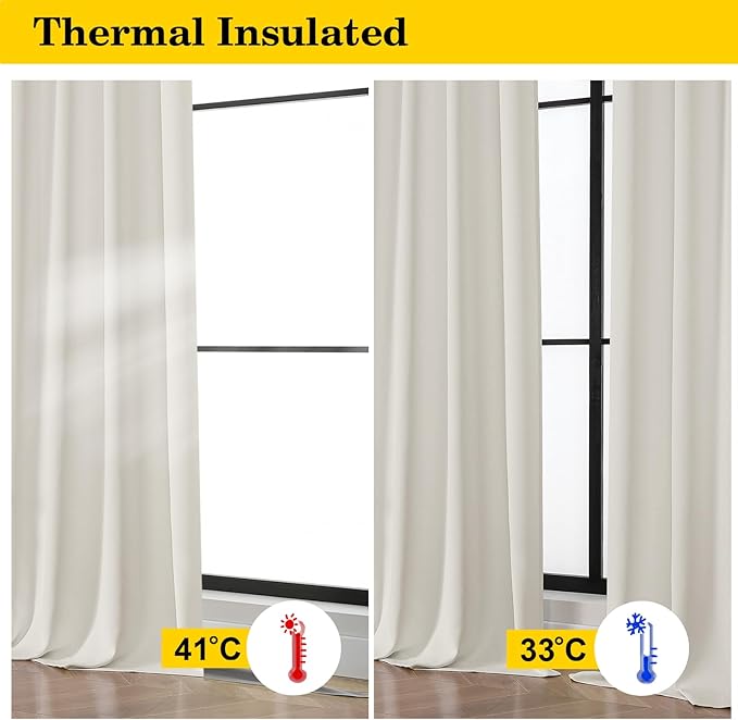 Natural Curtains for Bedroom Living Room 90 Inches Long 2 Panels Set, Soft Solid Light Filtering Thermal Insulated Window Treatments, Modern Rod Pocket Privacy Curtain, 50" Wx90 L