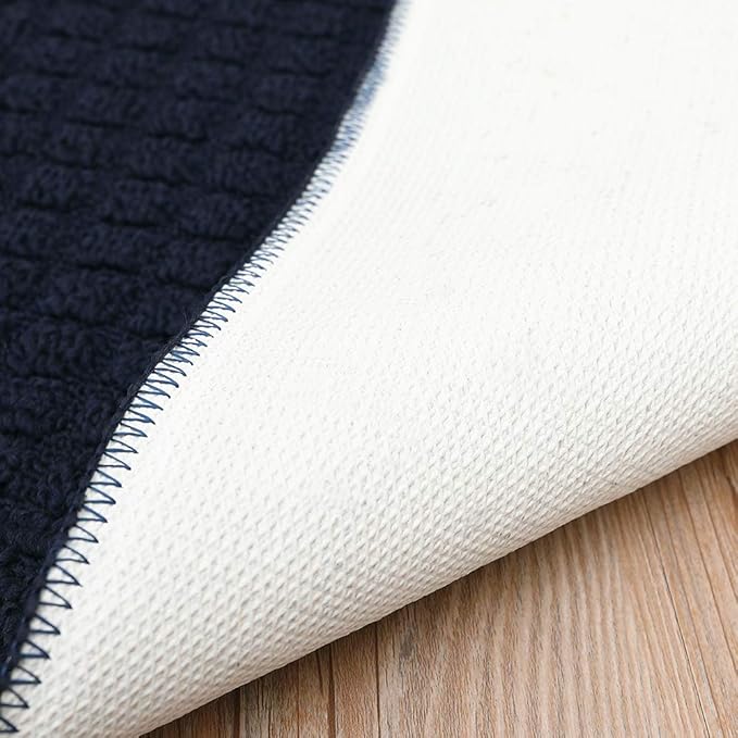 COSY HOMEER 32X20 Inch Anti Fatigue Kitchen Rug Mats are Made of 100% Polypropylene Half Round Rug Cushion Specialized in Anti Slippery and Machine Washable (32x20in Navy 1pc) …