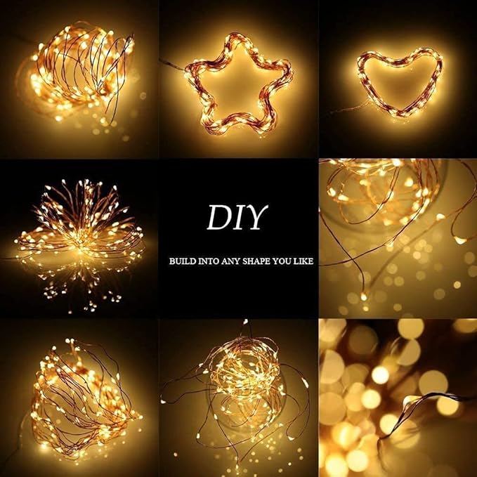 Sanniu Fairy Lights Battery Operated, 6 Packs Mini Battery Powered Copper Wire Starry String Lights for Christmas,Bedroom, Parties,Wedding,Indoor,Home Decoration (5m/16ft Warm White)