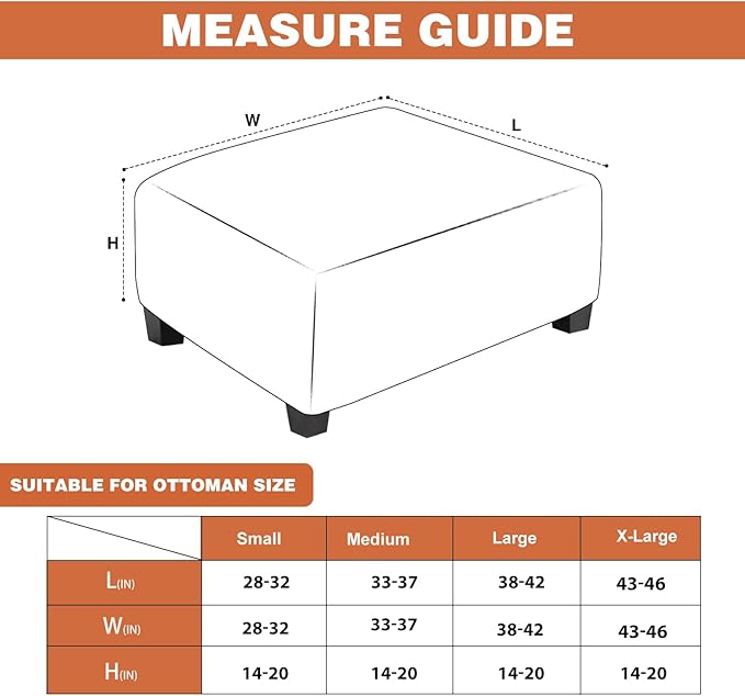 NeColorLife Square Ottoman Cover Waterproof Ottoman Slipcover Thick Storage Footrest Stool Covers Furniture Protector for Pets(Large Size,Khaki)
