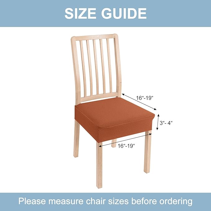 Smiry Stretch Jacquard Seat Covers for Dining Room Chairs Set of 6, Removable Washable Chair Seat Protector Slipcovers, No Rear Covers, Rust