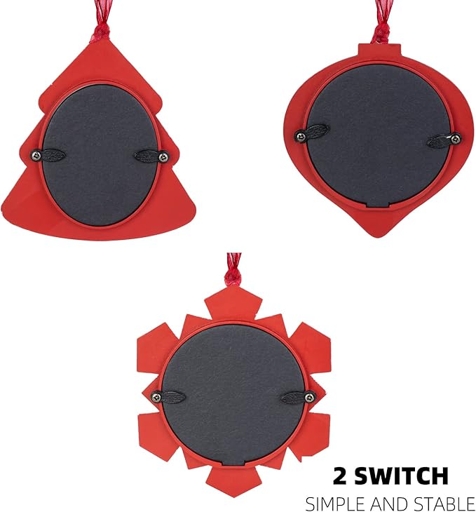 GUOER 3PCS Christmas Tree Snowflake Picture Frame Ornaments Set Holiday Keepsake Gift Home Decor Christmas Decorations Xmas Gifts Pendant with 2.5” Photo Frame Insert (Colorful)