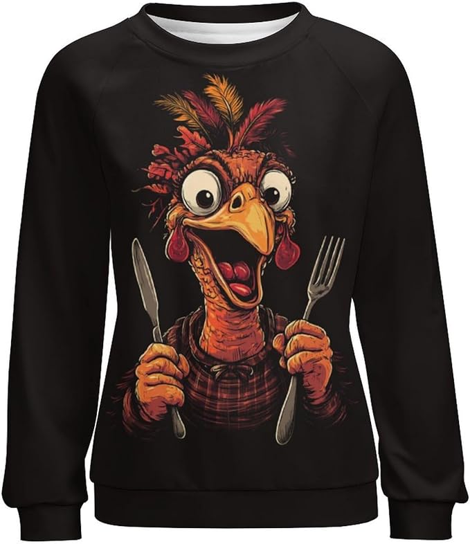 Womens Thanksgiving Sweatshirt Oversized Crewneck Pullover Casual Graphic Long Sleeve Shirts