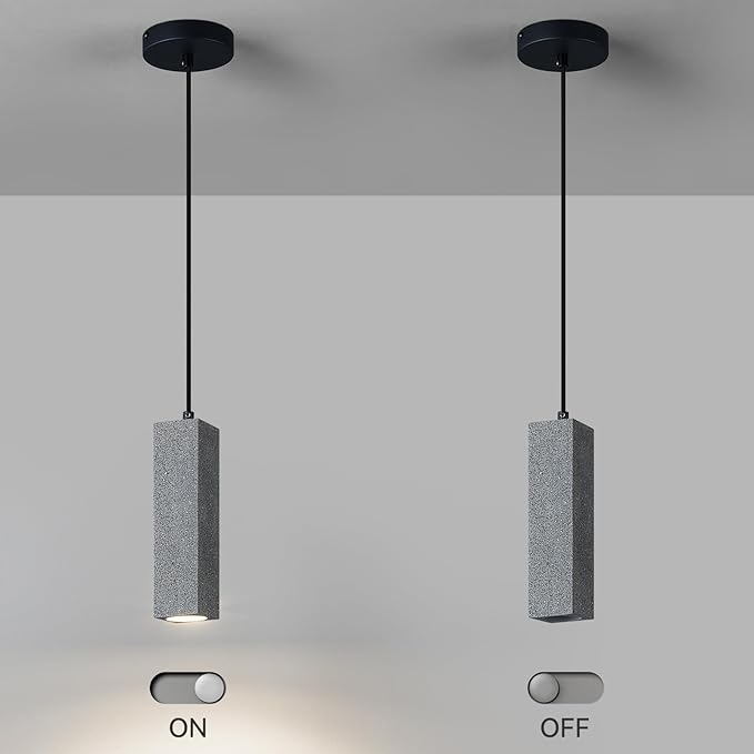 Modern Black Square LED Concrete Pendant Light Kitchen Islandceiling Light Fixture Pendant Lighting for Dining Room Coffee Club Resturant Bar Living Room(2-Pack)