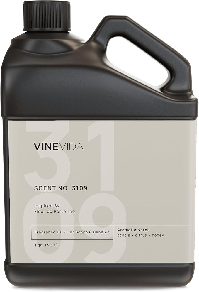VINEVIDA Scent NO. 3109 Fragrance Oil - 1 Gallon (8lbs) - Inspired by: Fleur de Portofino Fragrance Oil for Candle Making - Made in USA Candle Scents Scents for Soap Making