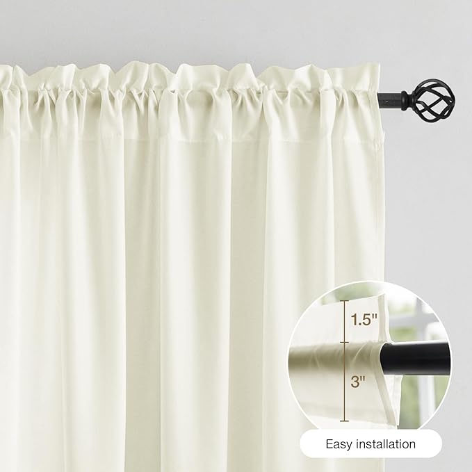 Anmao Non-See-Through Cream Privacy Semi Sheer Curtains for Living Room 108 Inch Length 2 Panels Set, Light Filtering That Let Light in Rod Pocket Window Drapes for Bedroom, 52Wx108L, Beige Yellow