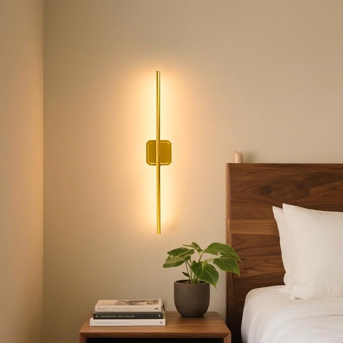 1 Pack Battery Operated Wall Sconce Detachable 360°Rotate, Wireless Wall Lamp 3000-6500K Dimmable, 10000mAh Rechargeable Wall Light for Bedroom, Living Room，28" Gold
