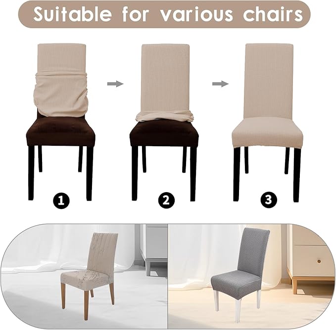 Parsons Dining Chair Cover, Detachable Sofa Chair Cover, Retractable Chair Cover (6, Brown)