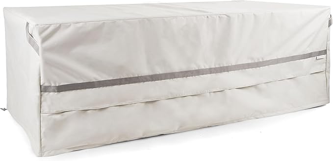 Covermates Prestige Rectangular Ottoman Cover – Premium 900D Polyester with Drawcord Hem, Covered Mesh Vents & Double-Stitched Seams for Outdoor Seating Protection, 40W x 28D x 22H, Stone