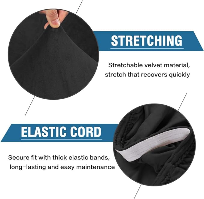 H.VERSAILTEX Velvet Dining Chair Covers Stretch Chair Covers for Dining Room Set of 4 Parson Chair Slipcovers Chair Protectors Covers Dining, Soft Thick Solid Velvet Fabric Washable, Black