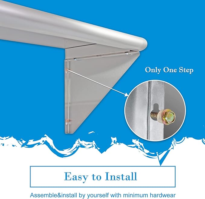 Stainless Steel Shelf 12x48 Inches, NSF Commercial Metal Wall Mounted Rack Shelves,Floating Shelving for Restaurant, Food Truck, Kitchen,Garage,Washrooms,Home&Hotel