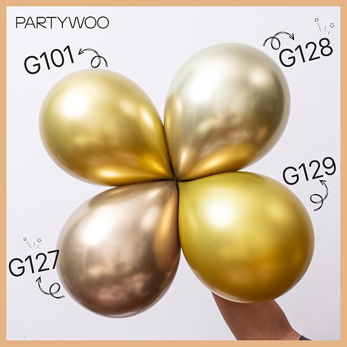 PartyWoo Metallic Gold Balloons 85pcs Different Sizes of 18 12 10 5 Inch Chrome Gold Balloon Arch Kit Garland for Birthday Graduation Baby Shower Wedding Bachelorette Party Decorations Gold-G127