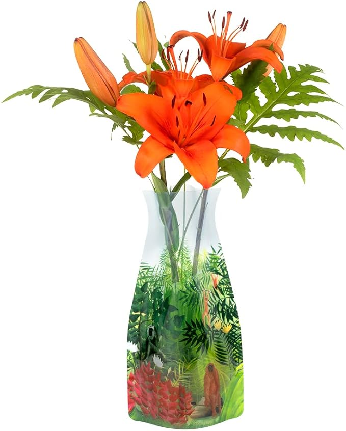 MODGY Expandable Flower Vase Plastic Decorative Modern Vases for Flowers Centerpieces Dining Table Decor Living Room Bathroom Wedding Office, Rousseau Monkeys