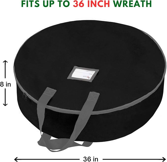 Primode Heavy Duty Christmas Wreath Storage Bag 36"- Garland Wreaths Container with Handles - Durable 600D Oxford Polyester Material Big Xmas Holiday Wreaths Storage Holder 36” Case