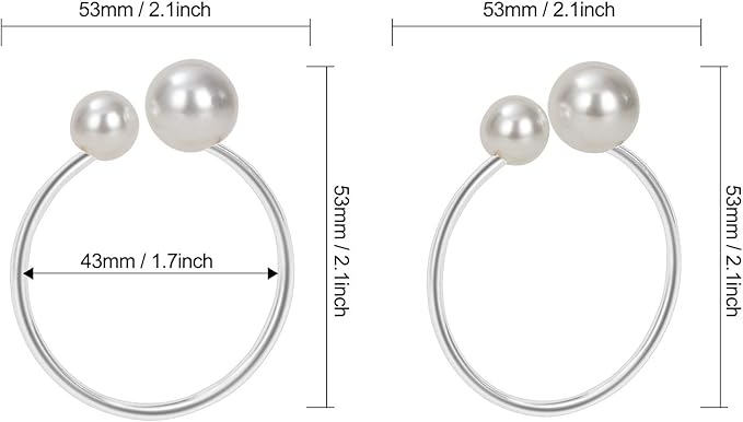 KPOSIYA Pearl Napkin Rings - Set of 100 Silver Napkin Holder Table Napkin Buckles for Dinning Table Setting Christmas Wedding Party Supplies (Silver 100)
