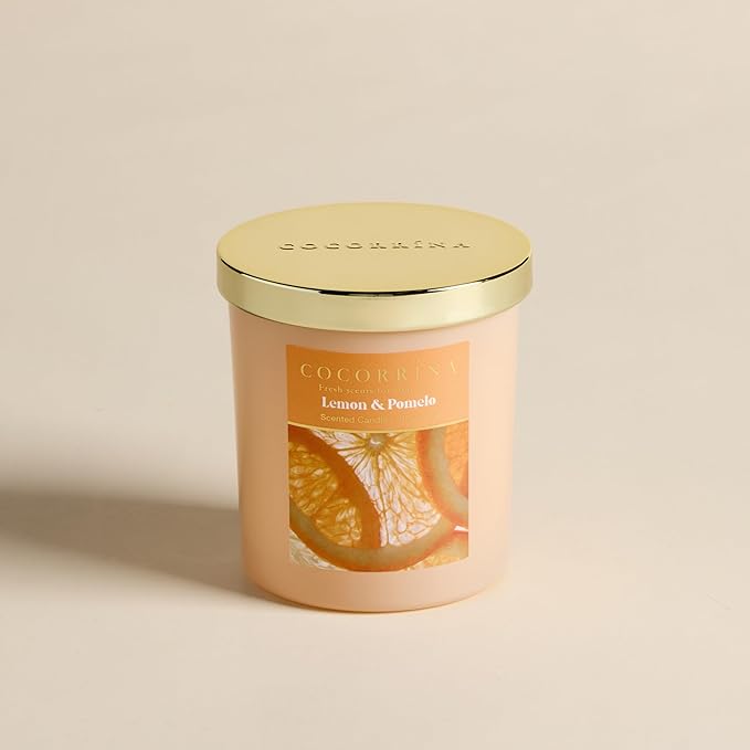 COCORRÍNA Fall Candles - Lemon & Pomelo 5 oz Soy Wax Scented Jar Candles for Home Scented, 31 Hours Burn Time, Aromatherapy Candle Gifts for Men Women
