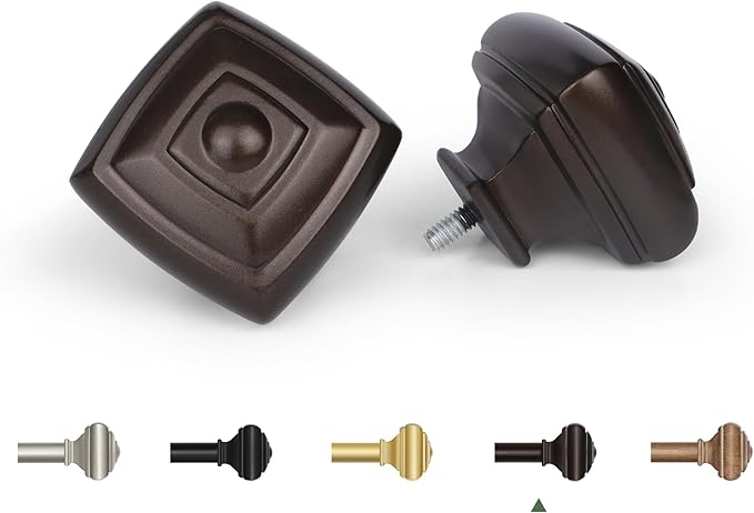 Bronze Curtain Poles for Windows 66 to 120 Inch(5.5 to 10ft), USFOOK 7/8 Inch Decorative Single Curtain Rod Set, Long Heavy Duty Drapery Rods 32 to 120, Square Finials