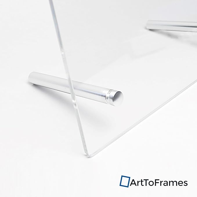 ArtToFrames Floating Acrylic Frame for Pictures Up to 10x10 inches (Full Frame is 14x14) with Chrome Desktop Hardware, Acrylic-109-10x10-74-75