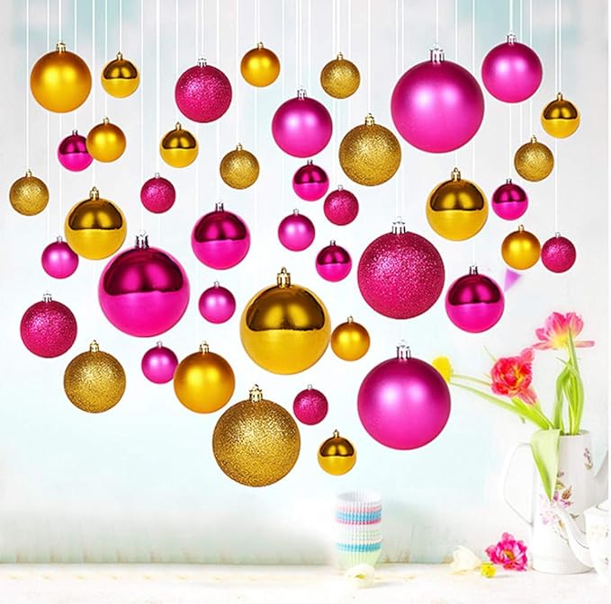 ALIMITOPIA 24pcs Christmas Ball Baubles 1.2 inches Shatterproof Plastic Hanging Balls Pendant for Tiny Xmas Tree Decoration (Tiny Size;Brown)