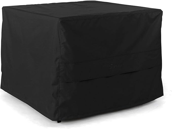 Covermates Square Ottoman Cover - Heavy-Duty Polyester, Weather Resistant, Drawcord Hem, Seating and Chair Covers, 26W x 26D x 25H, Ripstop Black