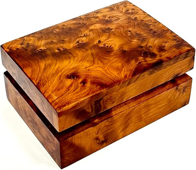 Hand Carved Wooden Multipurpose Keepsake Jewelry Decorative Art Box Storage Organizer (Large wood Box,Antique) (Small Thuya)