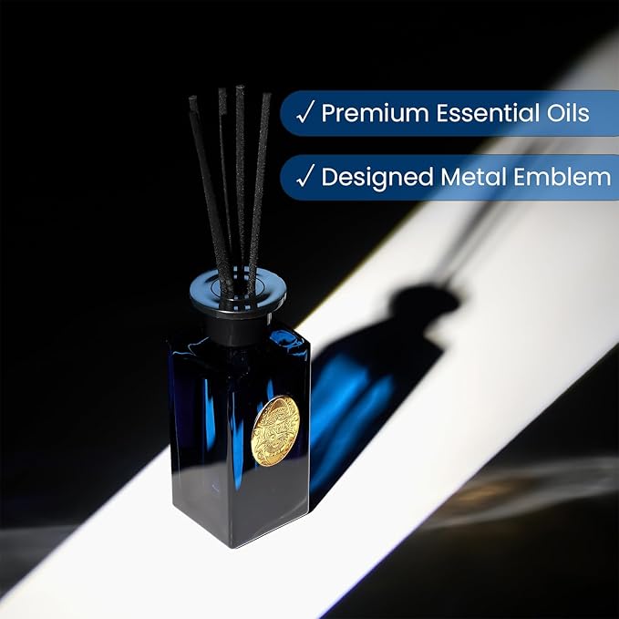 M&SENSE 6.3 oz Large Reed Diffuser Set | Ocean Escape Scent Oil Diffuser with Sticks | Hotel Collection Non-Toxic Essential Oil |for Bedroom Bathroom Living Room