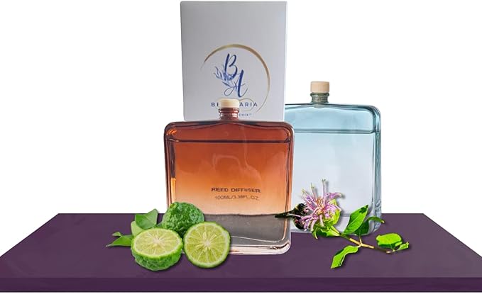 Bella Aria by Just Us Chix, Fragrant Reed Diffuser, 100ml Square Glass Bottle with 5 Reeds (Summer Sea Breeze)