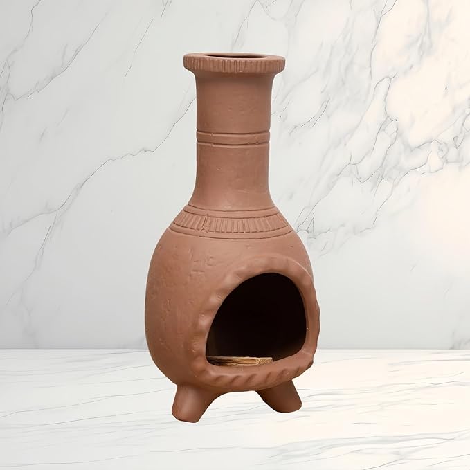 Mini Chiminea Ceramic Incense Burner, 7.5 x 4 inches, Handcrafted Clay Holder for Palo Santo and Sticks (Red Pottery-A)
