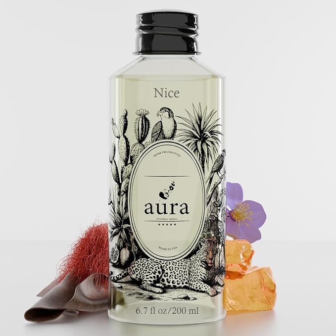 A U R A - Nice Fragrance Oil for Waterless Scent Diffuser - Inspired by by.redo-Black Saffron | (6.7 fl oz, 200 ml) Pure Essential Oil Blends for Aromatherapy Diffuser & Hotel Collection Oil Diffuser