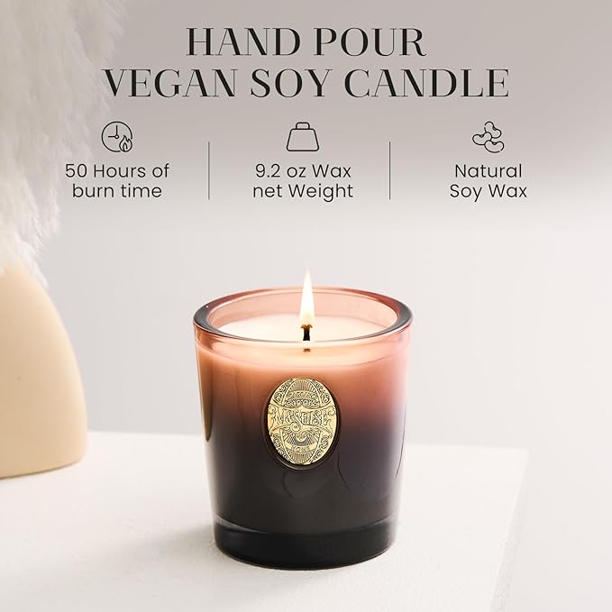 M&SENSE Natural Soy Candle | Mahogany Sandalwood & Black Brown | 9.2 oz, 50H Burn Time | Luxury Scented Candle for Relaxation, Gifting, Home Décor | Ideal for Bedroom, Office, Party Ambiance
