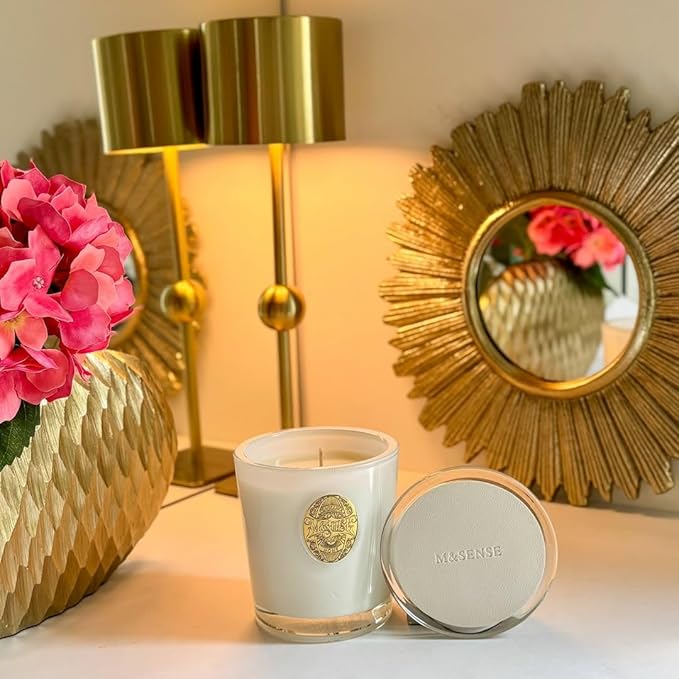 M&SENSE Natural Soy Candle | Vanilla Dream & White | 9.2 oz, 50H Burn Time | Luxury Scented Candle for Relaxation, Gifting, Home Décor | Ideal for Bedroom, Office, Party Ambiance