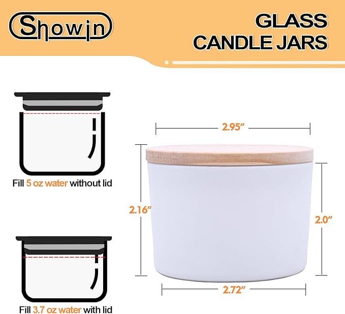 Thick Candle Jars for Making Candles 16 Pcs, 4 OZ Empty Jars with Wood Lids for Candle Making, Sample Container - Dishwasher Safe,Matte White