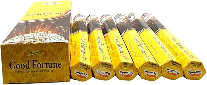 Govinda Premium Incense - 120 Sticks, Masala Coated (Good Fortune)
