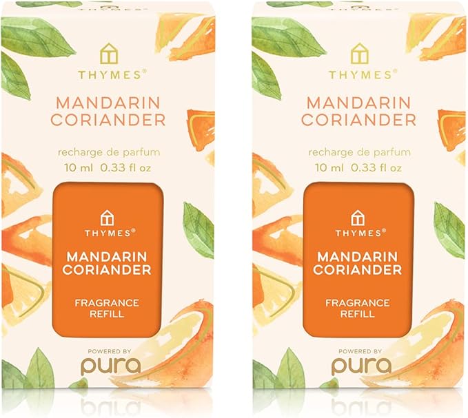 Thymes Pura Refills – 2 Pack of Oil Diffuser Scents – Long-Lasting Pura Diffuser Refills – Premium Home Fragrance – Notes of Mandarin, Coriander, Lemon & Warm Cedarwood (Mandarin Coriander, Pack of 2)