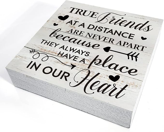Kinship Wooden Box Sign Desk Decor Rustic Wood Block Plaque Box Sign for Home Living Room Shelf Table Decoration (5 X 5 Inch) (TRUE)