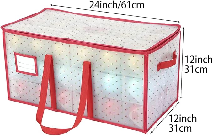 Sattiyrch Plastic Christmas Ornament Storage Box with Dual Zipper Closure - Box Contributes Slots for Holiday Ornaments 4 Inches - Keeps 54 Xmas Holiday Ornaments (4 Inches.54pcs)