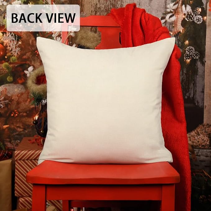4TH Emotion Buffalo Check Christmas Pillow Covers 18x18 Set of 4 Red Black Farmhouse Christmas Decorations Winter Holiday Decor Throw Cushion Case for Home Couch S22C38
