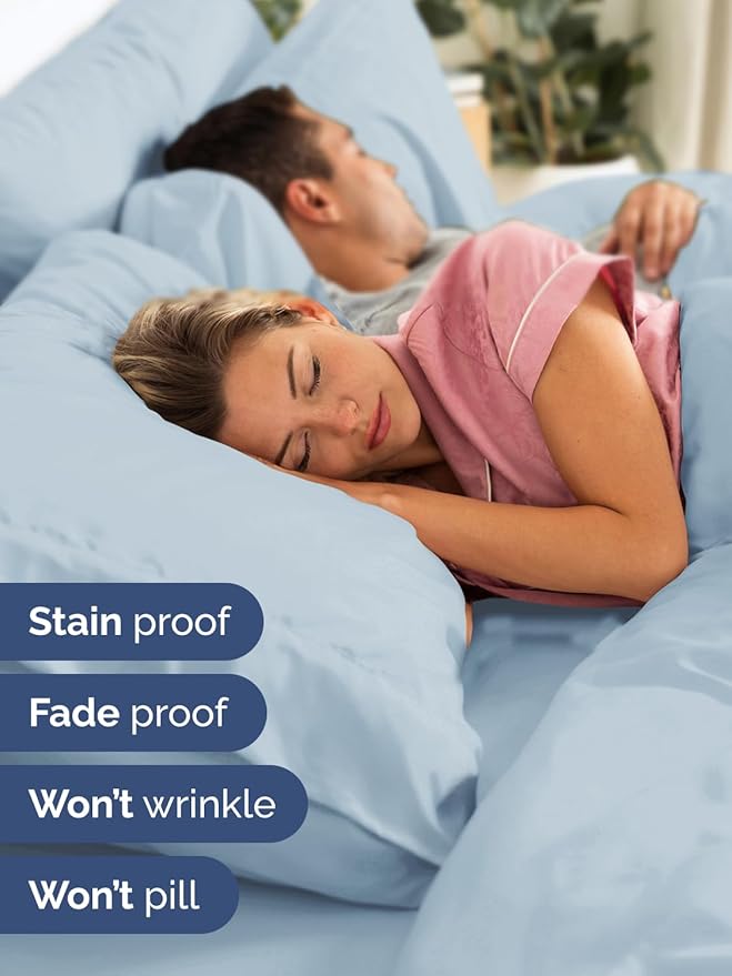 Extra Deep Twin XL Sheet Set - 4 Piece Breathable & Cooling Sheets - Hotel Luxury Bed Sheets Set - Easy & Secure Fit - Soft, Wrinkle Free & Comfy Sheets Set - Sky Blue Sheet Set w/Extra Deep Pockets