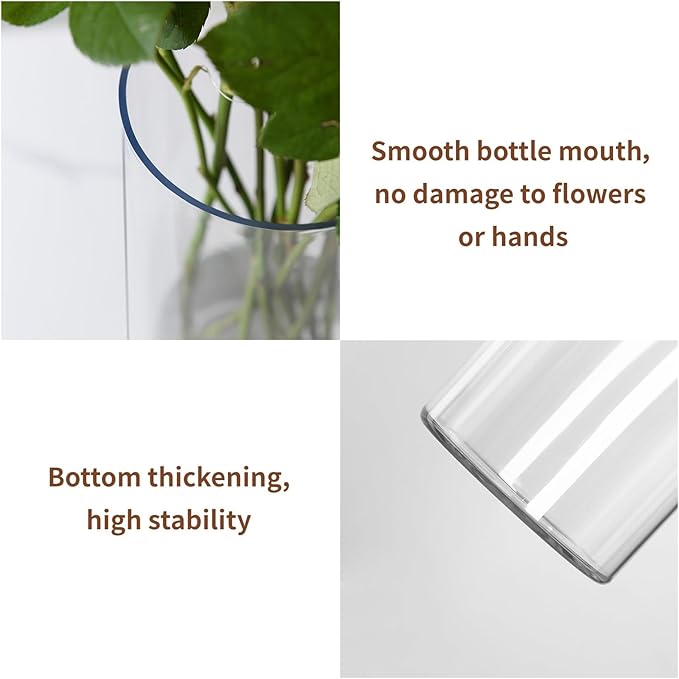 Clear Flower Vase, Non-breakable Vases, 5" W x 5" H, Acrylic Vase, Aesthetic Room Decor Cylindrical Modern Flower Vases for Table Centerpiece, Home Decor, Women Floral Arrangement Gift