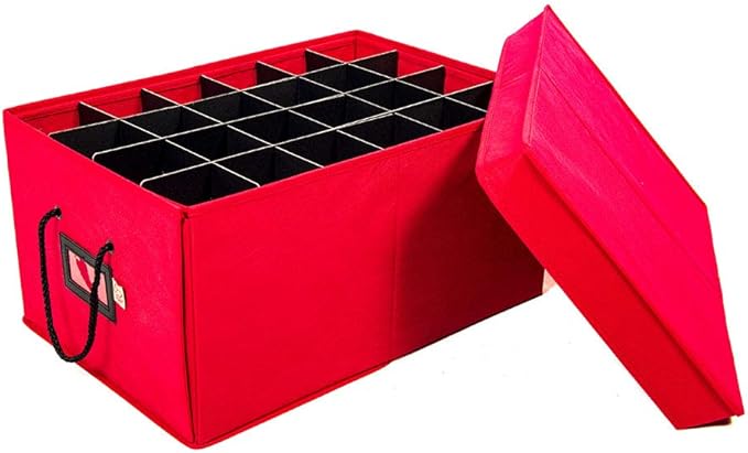 Santa's Bags [Christmas Ornament Storage Box with Dividers] - (Holds 72 Ornaments up to 3 Inches in Diameter) | Acid-Free Removable Trays with Separators | 3 Removable Drawer Style Trays