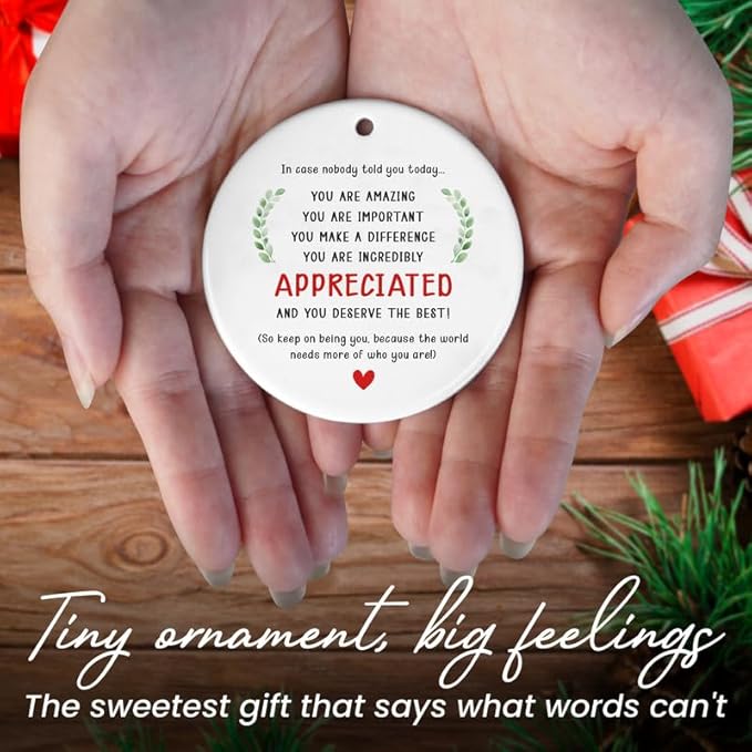 Christmas Inspirational Gifts for Women Men - Ceramic Christmas Ornaments 2025 for Tree Decorations - Motivational Teacher Appreciation Gifts for Coworker Friends, Stocking Stuffers for Women