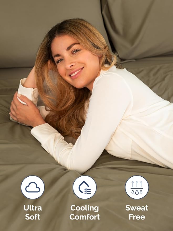 Extra Deep Queen Sheet Set - 6 Piece Breathable and Cooling Sheets - Hotel Luxury Bed Sheets Set - Easy & Secure Fit - Soft, Wrinkle Free and Comfy Sheets Set - Khaki Sheet Set with Extra Deep Pockets