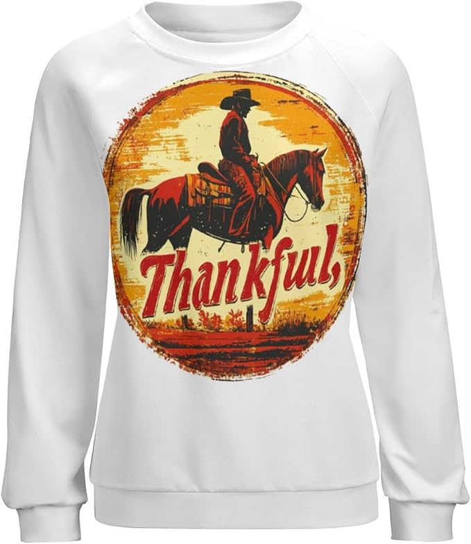 Thanksgiving Sweatshirt for Women Crewneck Pullover Casual Graphic Long Sleeve Shirts Sweater