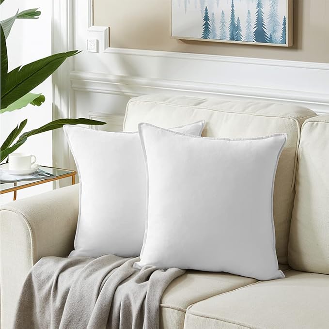 Fancy Homi 22x22 Pillow Covers, Pack of 2 Pure White Throw Pillow Covers, Super Soft Faux Suede Square Solid Cushion Cover for Couch Sofa Bedroom Living Room 55x55 cm