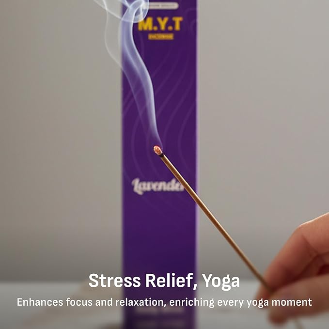 M.Y.T Lavender Incense Sticks Natural – 100% Natural, Long-Lasting, Low Smoke – Aromatherapy for Relaxation, Meditation & Sleep – Calming Floral Scent – 60 Sticks