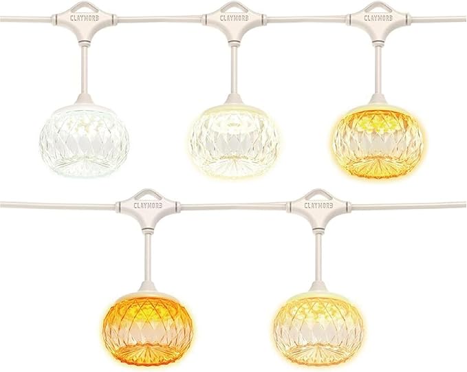 Claymore Cadena 7 String Lights - LED Outdoor String Lights for Halloween Decorations, Camping, Glamping, Backyard Parties, Events & Garden Decor. 4 Color Temperatures.